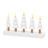 Salcar LED Weihnachtskerzenbaum – 5-flammiger Tischleuchter aus Holz, Warmweiß – Batteriebetriebenes LED Dekolicht für Advent & Weihnachten